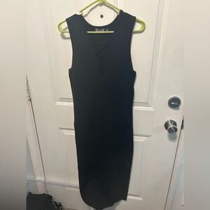 Black NY&Co Midi Dress, Lace-Up Detail